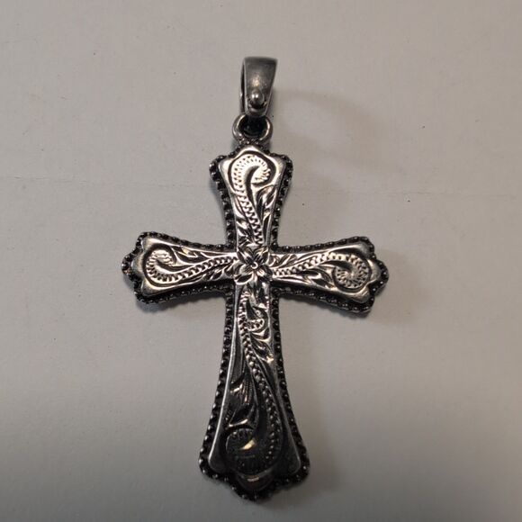Hawaiian Silver Filigree Cross Pendant Handmade Sterling 925 Christian Gothic